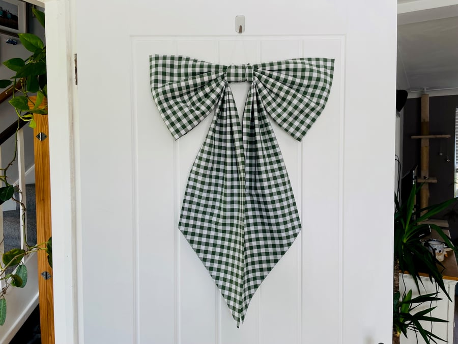 Oversized Bow - Bottle Green Gingham 