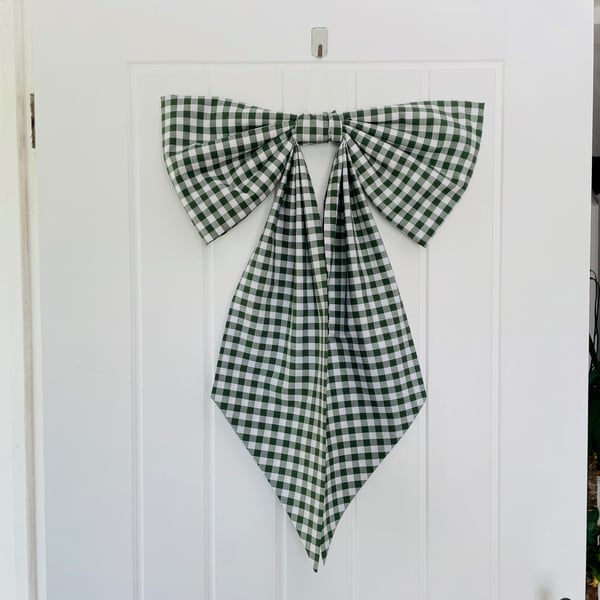 Oversized Bow - Bottle Green Gingham 