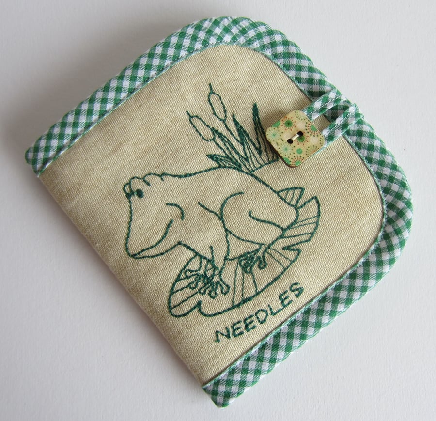Embroidered Frog Needle Case