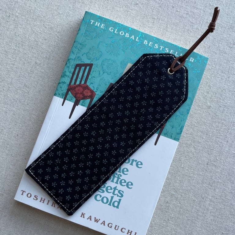 Bookmarks Japanese Fabric Indigo Blue Ditsy Flowers