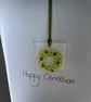 Handmade fused glass keepsake Christmas card with a tree or a wreath - Image 3