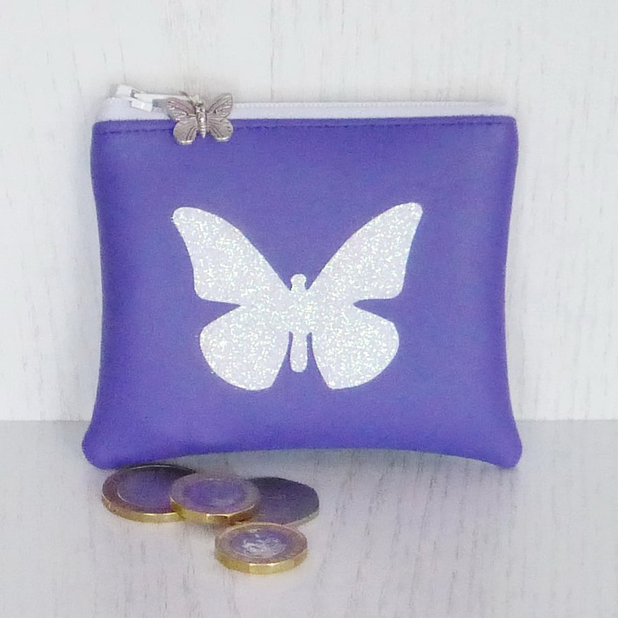 Zipped coin purse, faux leather