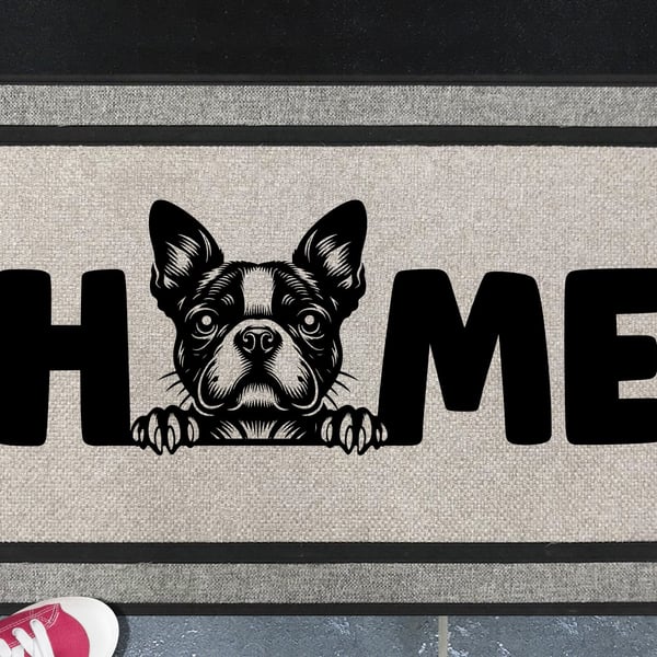 Boston Terrier Doormat No.4 - All Weather -  Boston Terrier Welcome Mat,45x70cm 