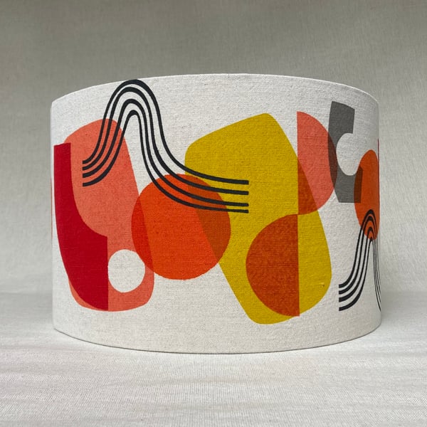 Perfectly Imperfect - Hand printed 40cm diameter  lampshade. Orange, Red, Yellow