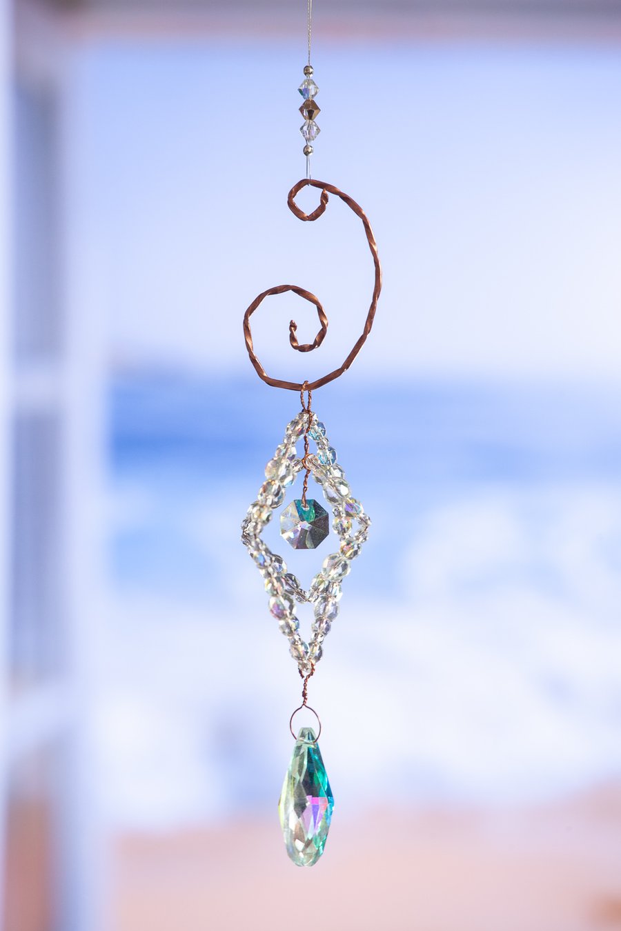 Suncatcher beautiful handmade textured wire work and sparkly beads