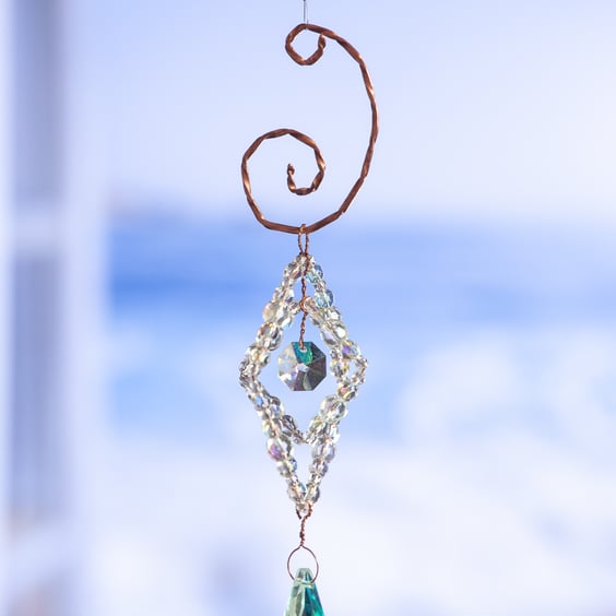 Suncatcher beautiful handmade textured wire work and sparkly beads