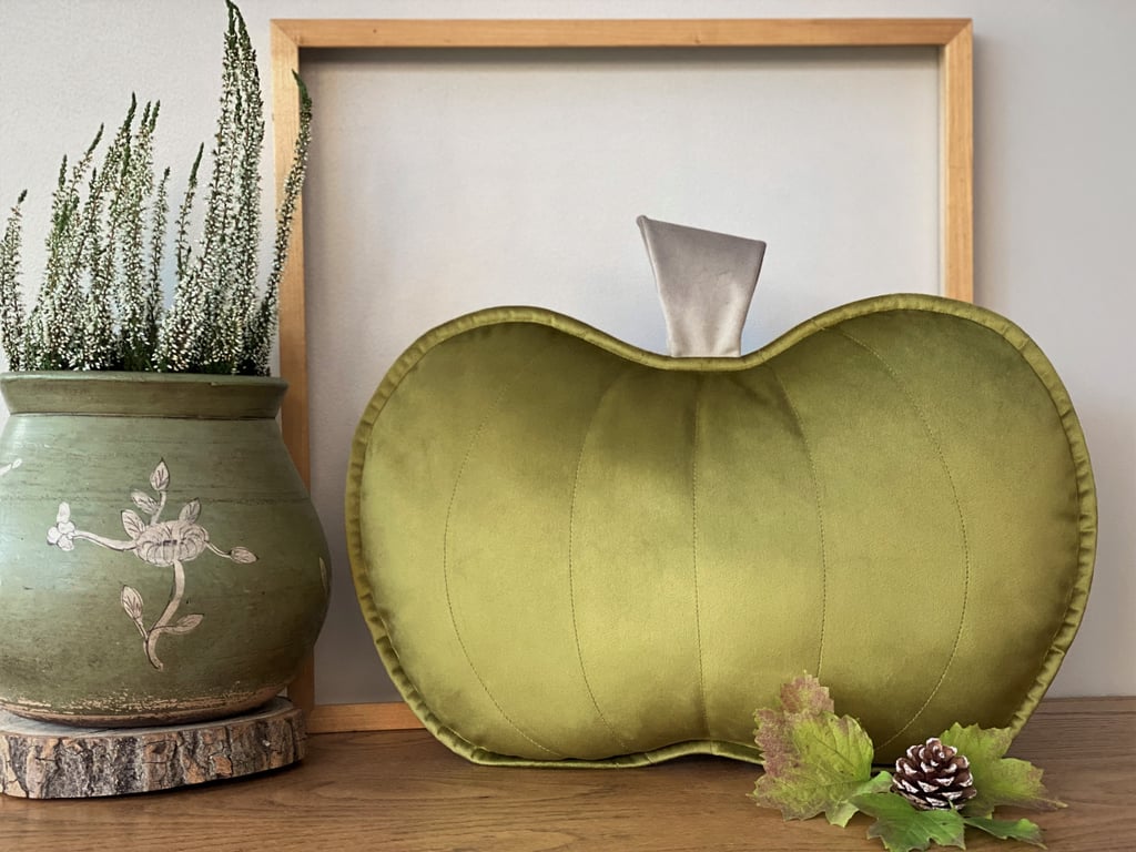  Velvet Olive Green Pumpkin Cushion Autumn Fall Halloween Thanksgiving Pillow