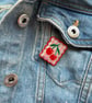 Cherry Postage Stamp Polymer Clay Pin Badge