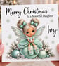 Personalised Fairy Christmas Card-Add Name & Relation-Cute Mint Green Xmas Card - Image 2