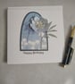 Beautiful Blue Woodland Floral Handmade Birthday Card 
