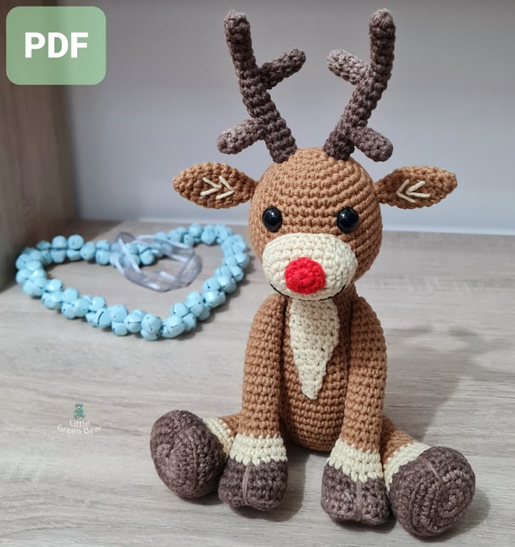 Rudolph the Reindeer Crochet Pattern, Reindeer Amigurumi, Christmas Crafts