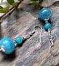 14mm Rondelle Agate & Quartzite Earrings Silver Plated - Image 5