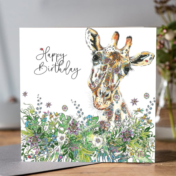 Giraffe Happy Birthday Card