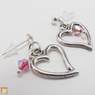 Open Heart Silver and Crystal Earrings