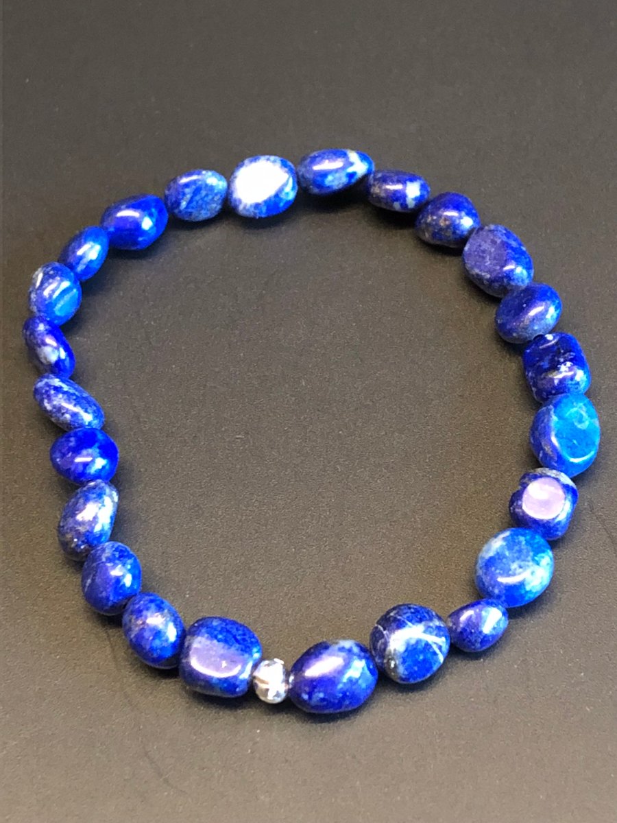 Genuine Lapis Lazuli Stretchy Bracelet 