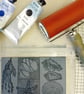 Coastal Lino print Beach finds shells pebbles starfish - Image 5