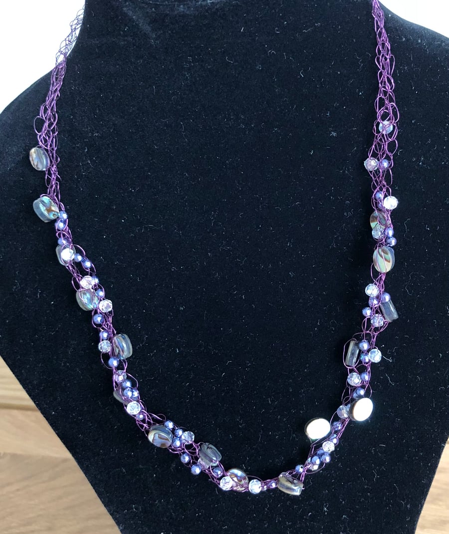 Crocheted Abalone 20” Necklace