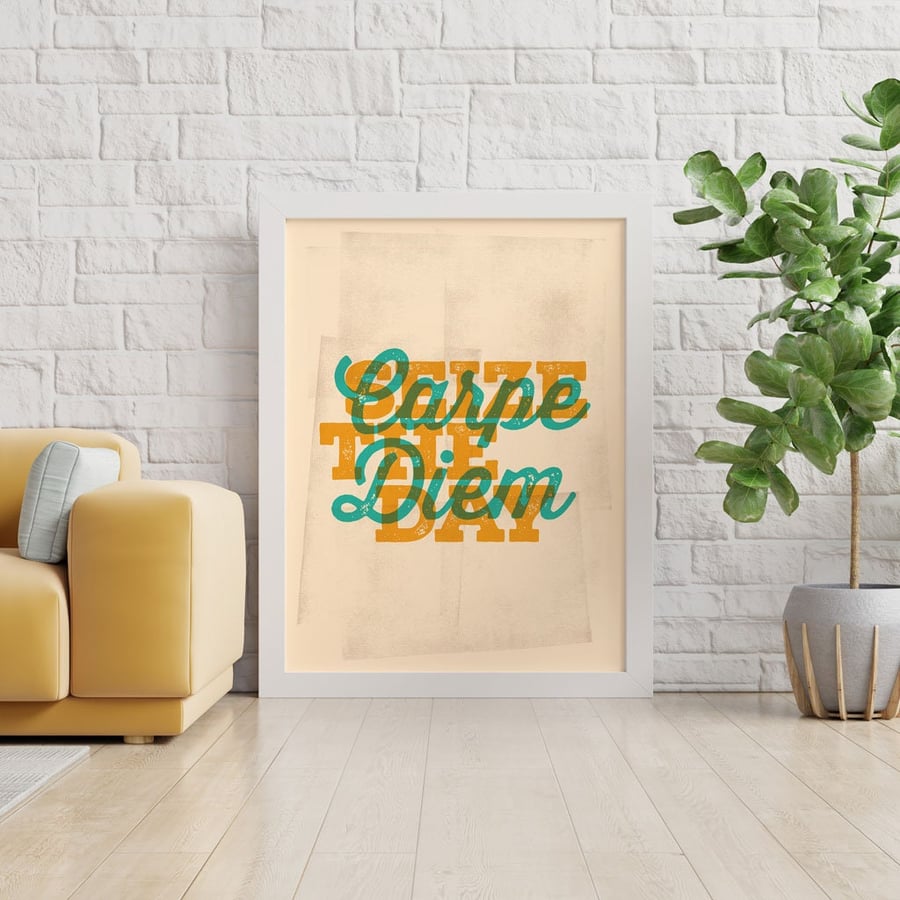 Carpe Diem Print, Motivational Wall Art, Life Seize The Day, Inspirational Gift 