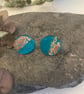 Stud earrings in teal and gold - Image 2