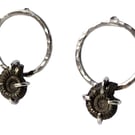 Pyrite Ammonite Fossil Earrings Recycled Sterling Silver Jewellery Gift in Box