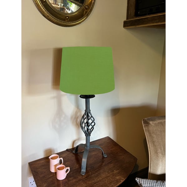 Green cotton french drum lampshade, empire lampshade, grass green cotton empire 