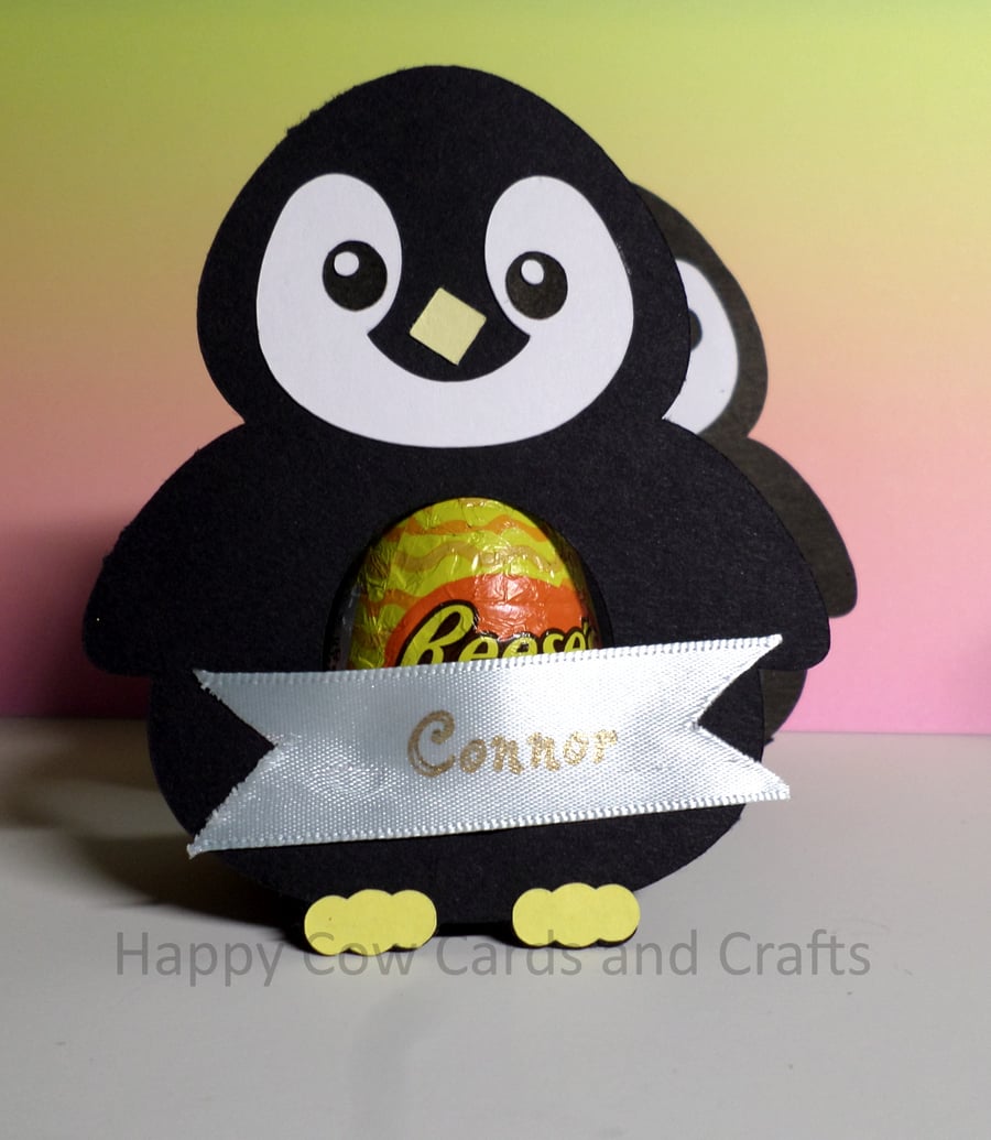 Cute personalised Penguin Easter egg holder