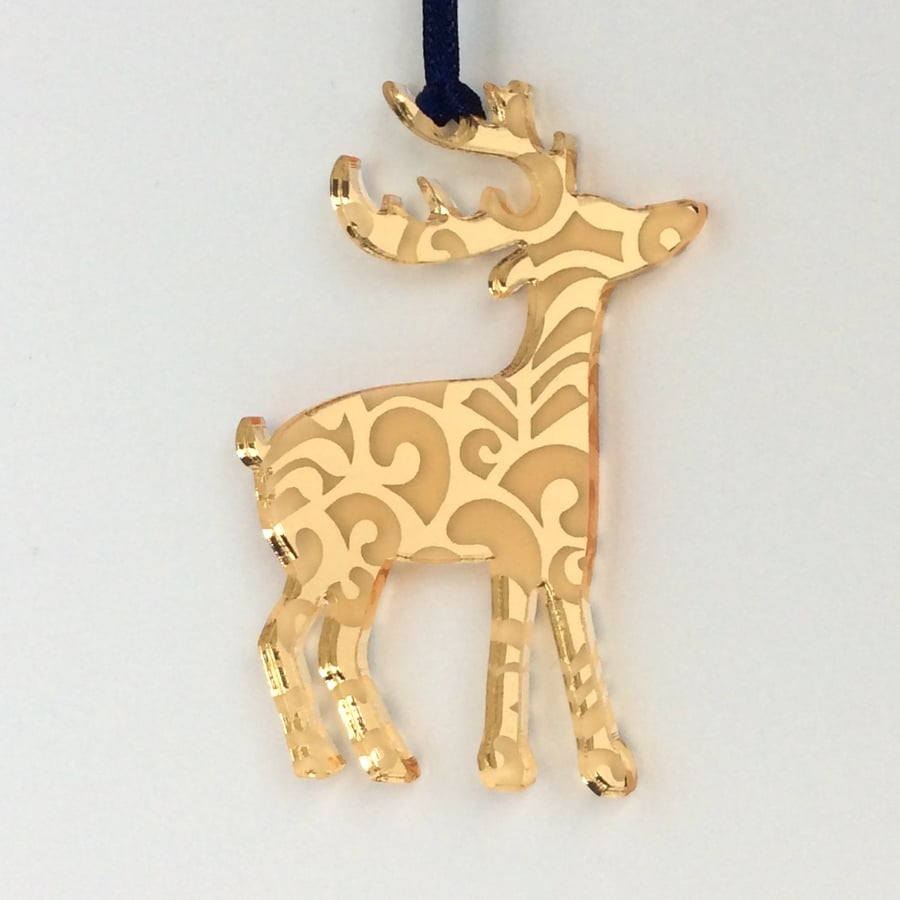 Gold mirrored reindeer - curls