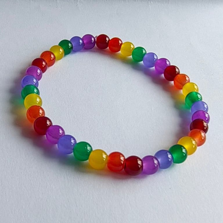 Rainbow Glass Bead Bracelet