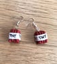 Minecraft TNT dynamite explosive gamer polymer clay dangly earrings - Image 2