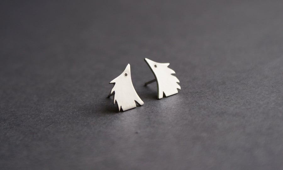 Little hedgehog silver studs