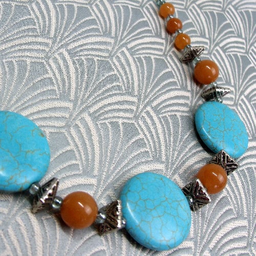 Handmade Turquoise Necklace, Handmade Blue Necklace SPSA58