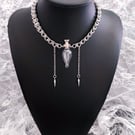 Victorian Gothic Glass Vial Chainmail Necklace Essential Oil Bottle Pendant