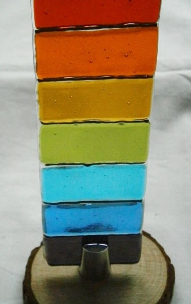 Fused glass Rainbow Worry Poppet