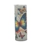 Bright Rainbow Butterfly & Flower Sparkle Tumbler