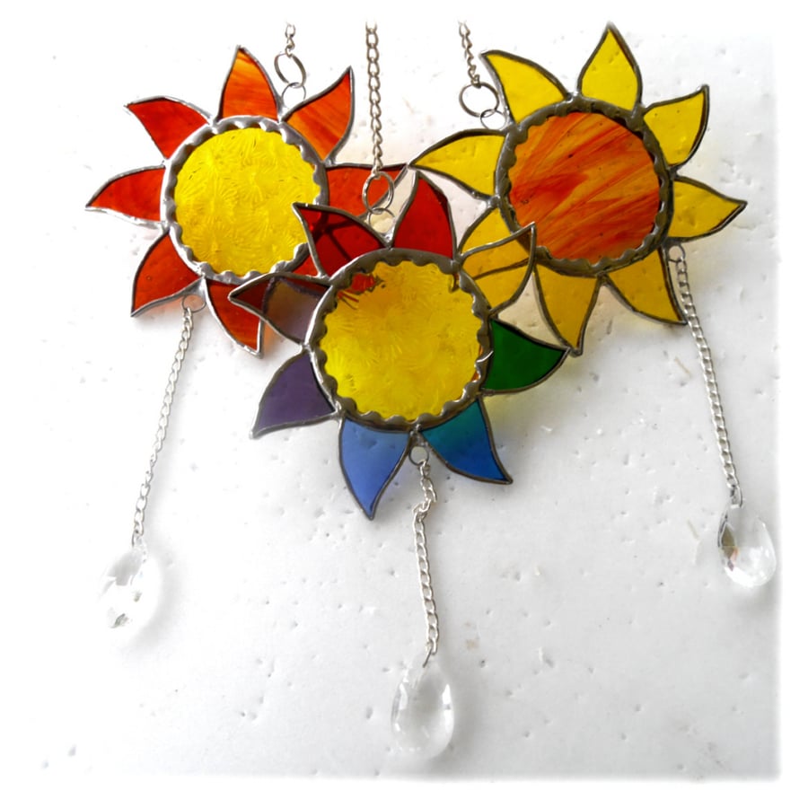Sun Suncatcher Stained Glass Handmade Sunshine colour choice