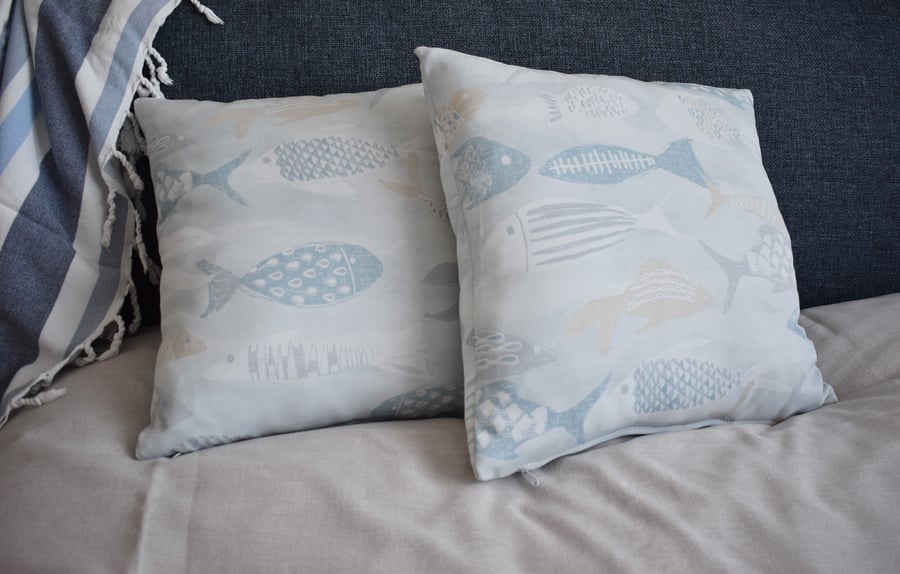  nautical cushion cover with fish