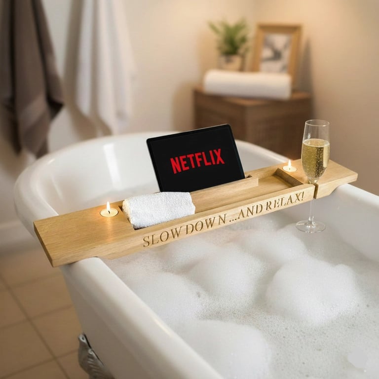 Personalised Oak Bath Bridge – Luxury Handmade Bath Tray
