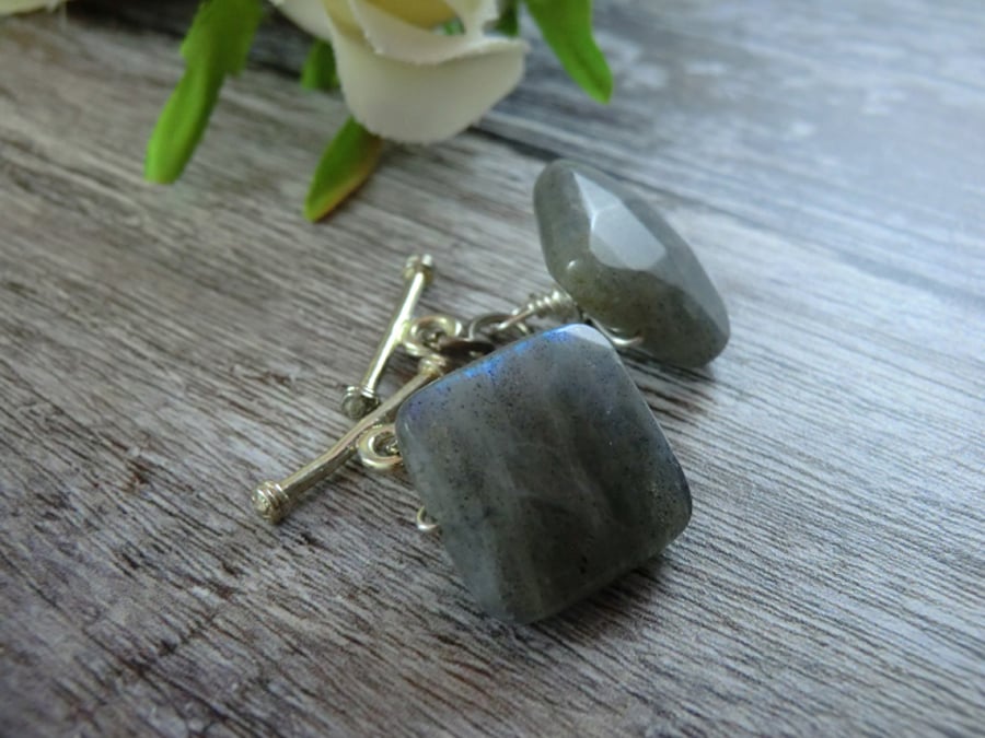Grey Labradorite Cufflinks, Grey Cufflinks, Gemstone Cufflinks