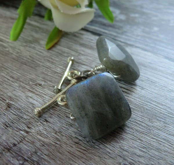 Grey Labradorite Cufflinks, Grey Cufflinks, Gemstone Cufflinks