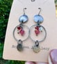 Antique Finish Crystal Dangle Earrings With Pink and Red Crystals Christmas Gift - Image 4