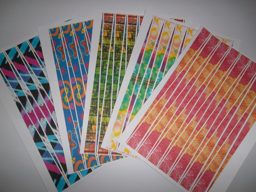 5 x A4 Printed Paper Strips to make 75 Paper Beads - Multicoloured - Set 3