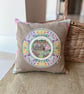 Spring - rescued cross stitch and patchwork cushion