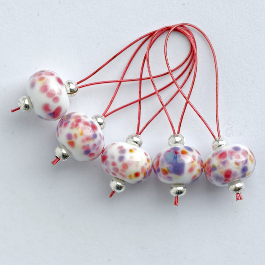 Lampwork Stitch Markers - Tropical Punch