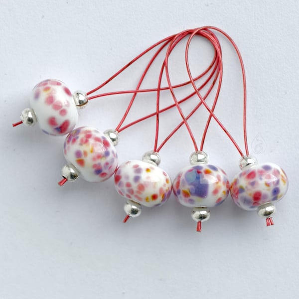 Lampwork Stitch Markers - Tropical Punch