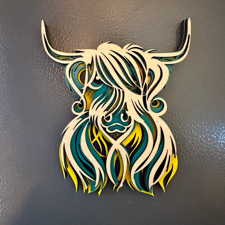 Highland cow fridge magnet, wall decor