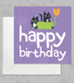 Funny Cat Birthday Card, Black Cat and Tuxedo Cat with Balloon, Cat Lover card - Image 3