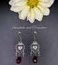Gothic Heart and Cross Earrings - Red Heart Earrings - Handmade - Drop Earrings - Image 7