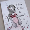 wine zombie (pink dress) - original aceo