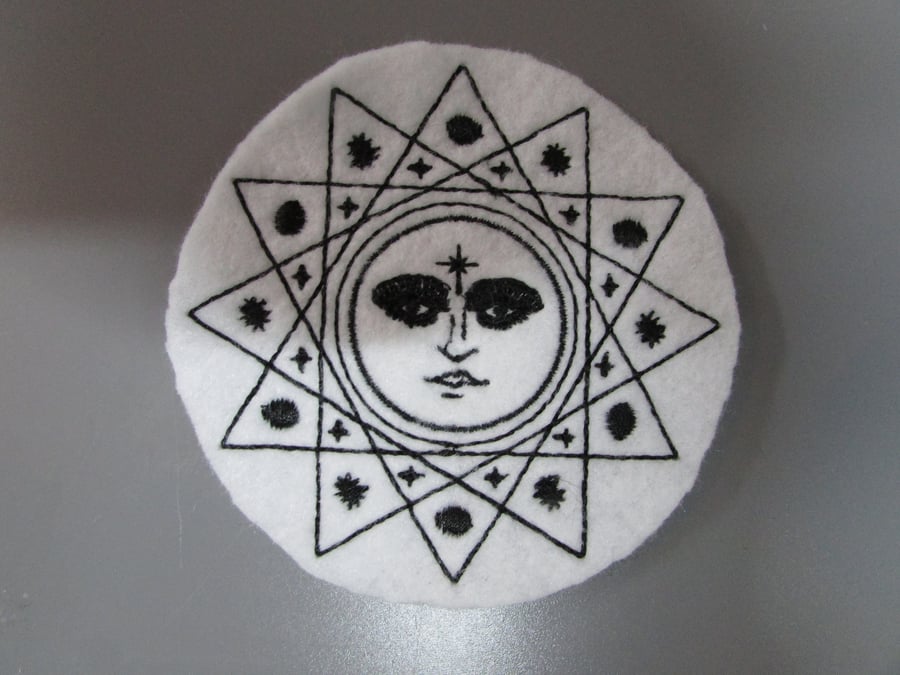 Mystic Sun Embroidered Sew on Applique Patch