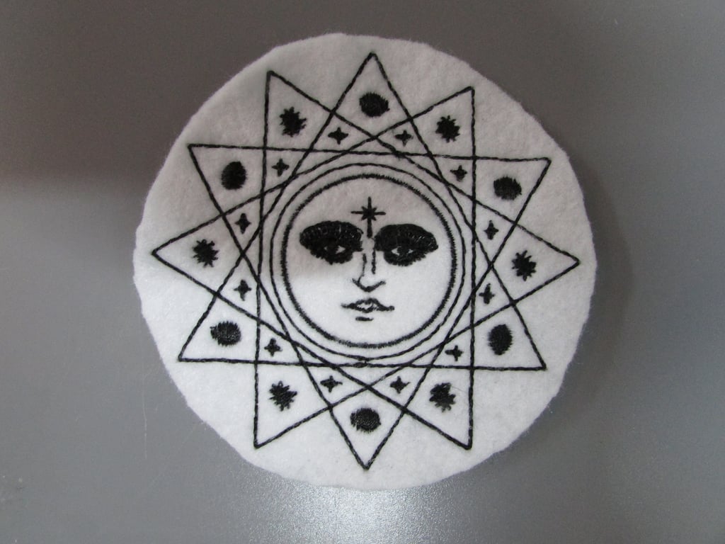 Mystic Sun Embroidered Sew on Applique Patch
